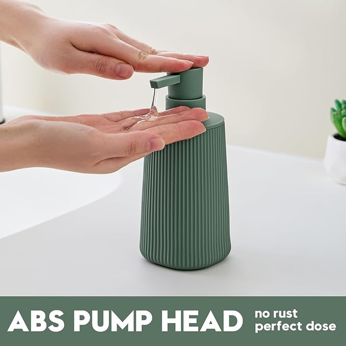 YAUKPH Small Soap Dispenser for Bathroom and Kitchen Matte Green | Modern - Image 3