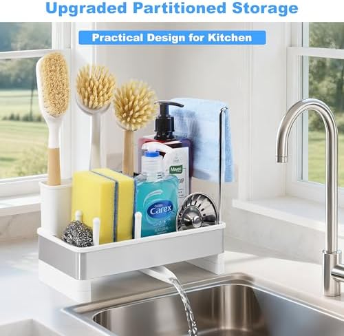 Sponge Holder for Kitchen Sink Caddy Organizer, Dish Brush Holder - Image 2