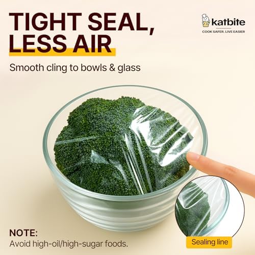 Katbite Plastic Wrap with Slide Cutter, 12 in x 1200 sq ft Cling Wrap - Image 5