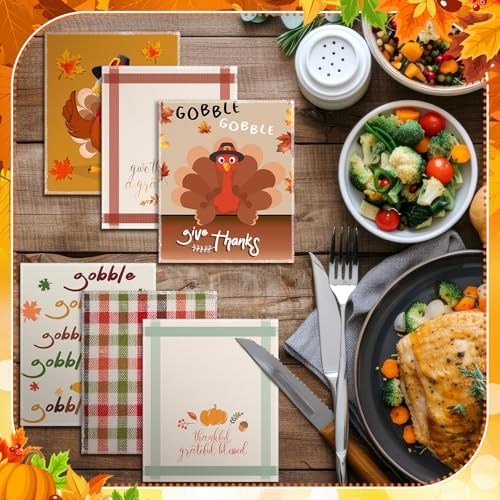 Mindsoft 36 Pcs Thanksgiving Reusable Paper Towels Rolls Washable Bulk - Image 2