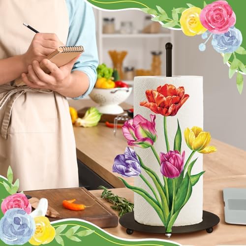 MorningRo Flower Paper Towel Holder Countertop Tulip Kitchen Decor and - Image 4