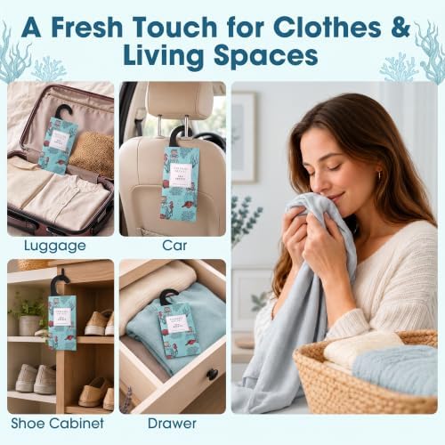Large 12 Packs Sea Breeze Hanging Scented Sachets Long-Lasting Closet - Image 3
