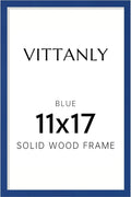 Vittanly 11x17 Picture Frame, Solid Wood Frame with Plexiglass, Includes 8x12 Mat, Wall Hanging for Photos, Home Decor, Royal Blue, 1 Pack