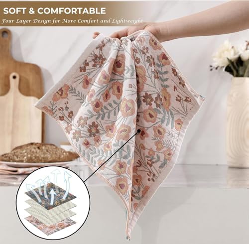 Decorative Cotton Fall Kitchen Towels Set of 4 16"X15" Blossom - Image 3