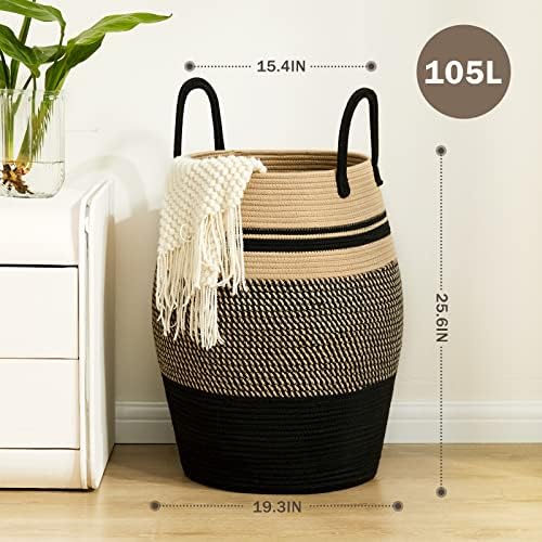 Extra Large Laundry Hamper Basket 105L Woven Blanket Basket - Image 5