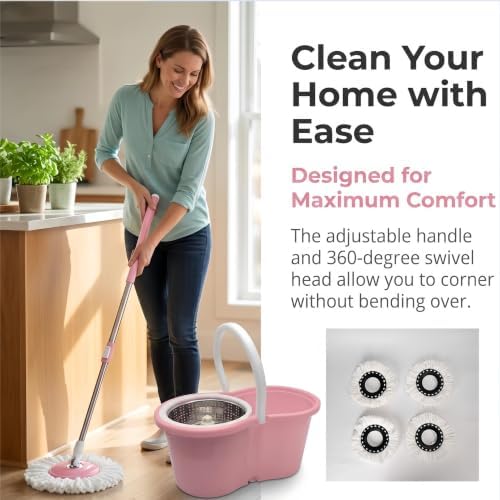 Spin Mop and Bucket Set, 360 Rotating Self-Wringing Floor Cleaner - Image 4