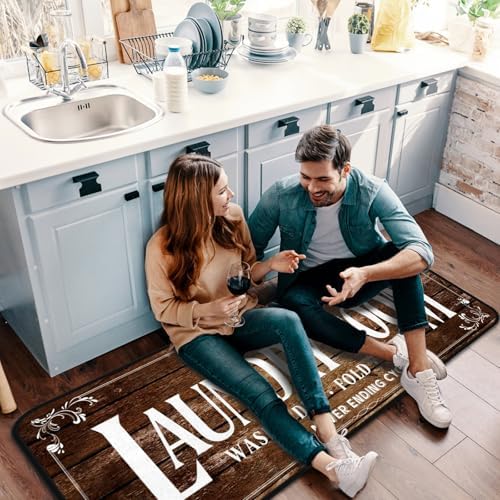 Laundry Room Long Mat Area Rug Non-Slip Floor Mat Waterproof Farmhouse Carpet - Image 5