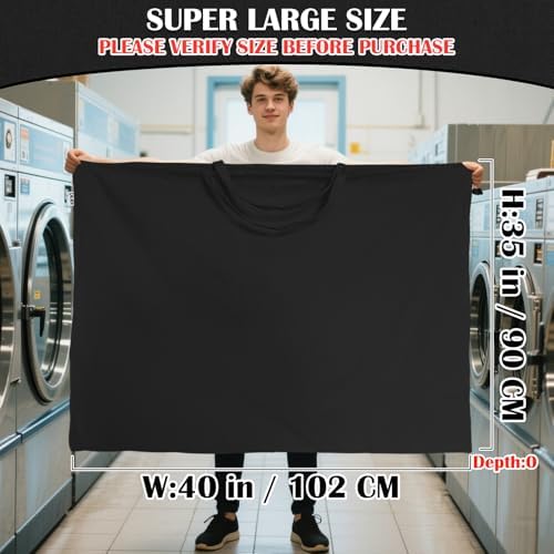 Canvas Laundry Bag 40"W x35"H, Extra Large Heavy Duty Storage Bag XXL Black - Image 2