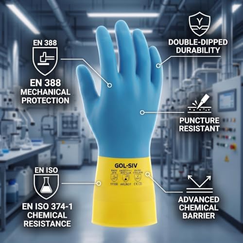 Neoprene Latex Blend Chemical Gloves, Heavy Duty Rubber Gloves, 20 Mil Thick - Image 2