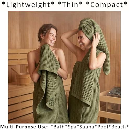 PÜSKÜL Natural 100% Turkish Cotton Waffle Bath Towels Set of 2, Extra-Large - Image 2