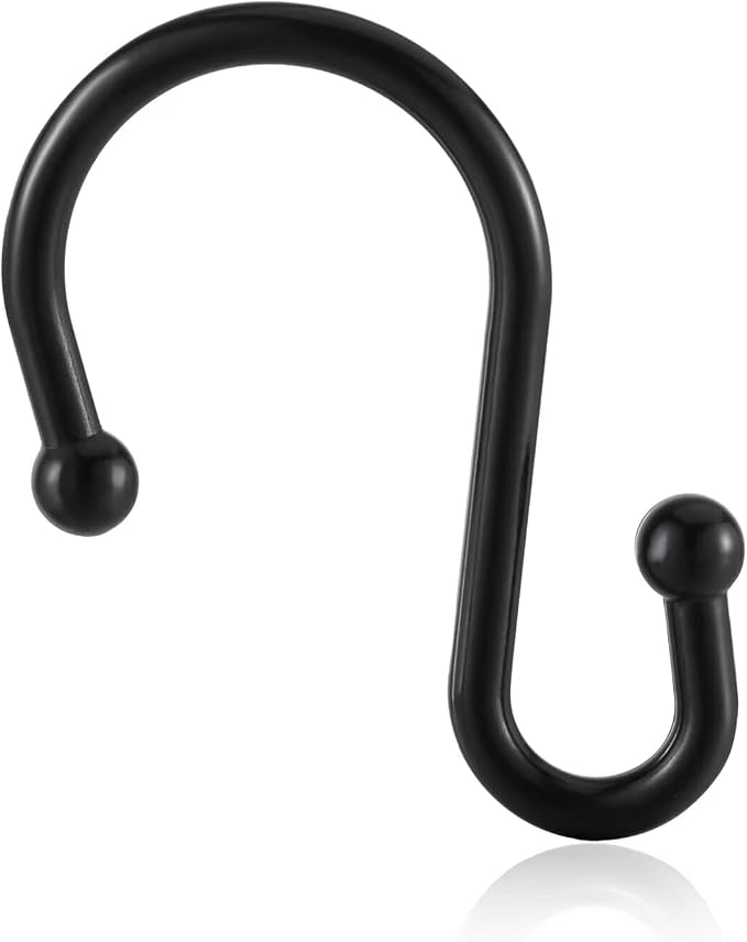 Black Decorative Shower Curtain Hooks 5mm Metal Wire 12PCS S Hooks Shower - Image 2