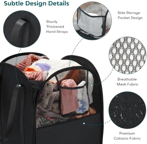 100L Collapsible Laundry Baskets, Easy Carry Foldable Clothes Hamper - Image 4