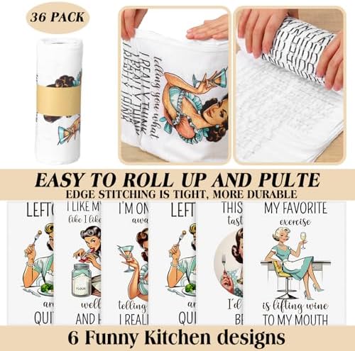 36 Pack Reusable Cloth Kitchen Paper Towels, Funny Style - Image 3