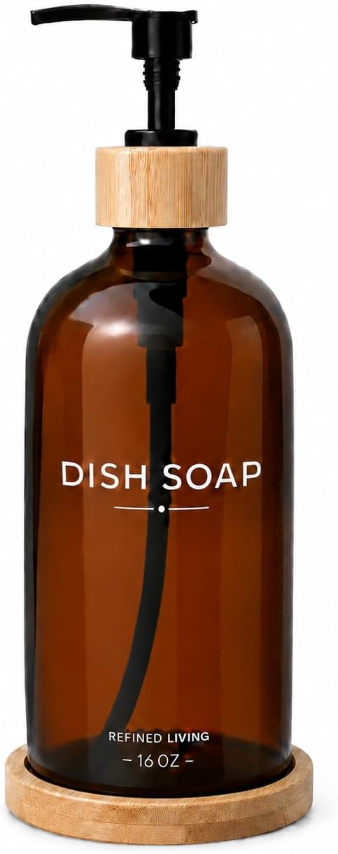 Dish Soap Dispenser, 16OZ Glass Kitchen Soap Dispenser by INFF