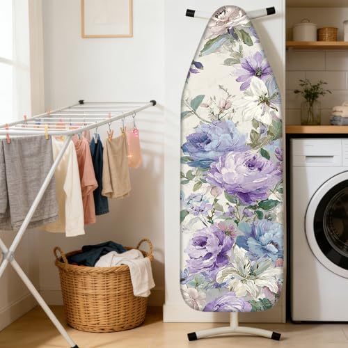 Nuxovilar Blue Purple Floral Ironing Board Cover 15x54 Cotton - Image 2