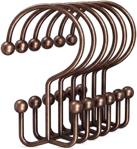 OEH 24 Pcs Shower Curtain Hooks, Metal Shower Curtain Rings, Bronze Shower by OEH