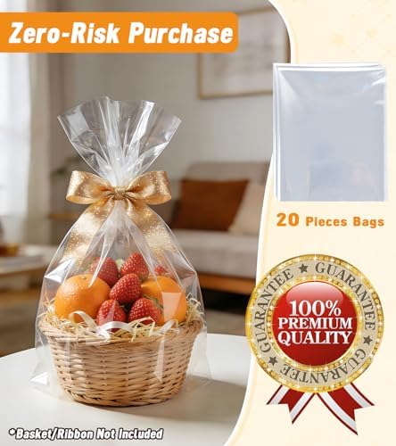 Yuiicaov 20PCS Cellophane Bags, 12x18 Inches Cellophane Wrap - Image 7