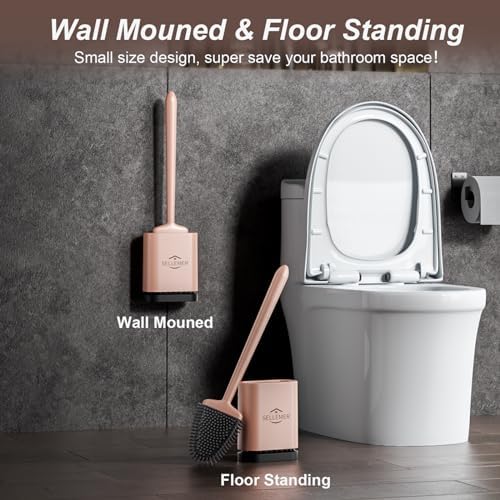 Sellemer Silicone Toilet Brush, Ventilation Slots Holder 1 Pack, Rose Gold - Image 6