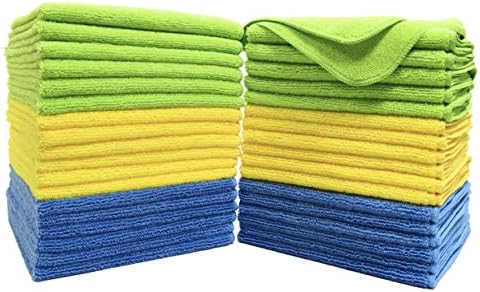 POLYTE 300 GSM Multipurpose Microfiber Cleaning Towel, 16x16 in, 36 Pack by Polyte