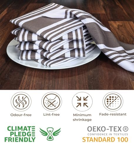 Urban Villa Kitchen Towels Cotton Dish Towels 12”x12” Grey White - Image 3