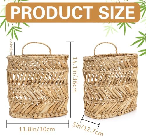 YOUEON Large Woven Hanging Storage Basket, Handwoven Front Door Flower Baskets - Image 2