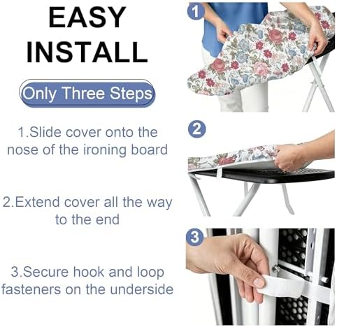 Flowers Ironing Board Cover and Pad 15x54 Inch, 100% Cotton Surface Heavy Duty - Image 4