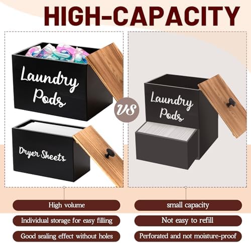Dandat 3 Pcs Wood Laundry Pods Container Farmhouse Decoration Laundry Room - Image 4