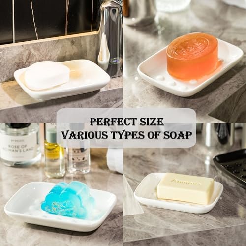 Miamolo Soap Dish, Ceramic Soap Holder Shower Soap Dish - Image 4
