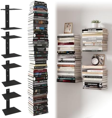 Wawocs Invisible Bookshelves for Wall, 8 Tier Floating Bookshelf Made of Heavy by Wawocs