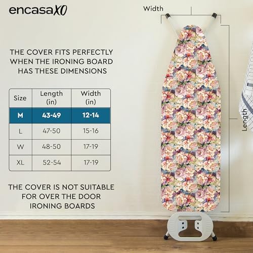 Encasa XO Padded Ironing Board Cover and Pad 42"x14" Wildflowers - Image 2