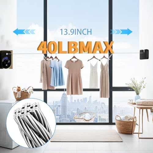 Retractable Clothesline Indoor, Non-Sagging Outdoor Clothes Line Retracting - Image 4
