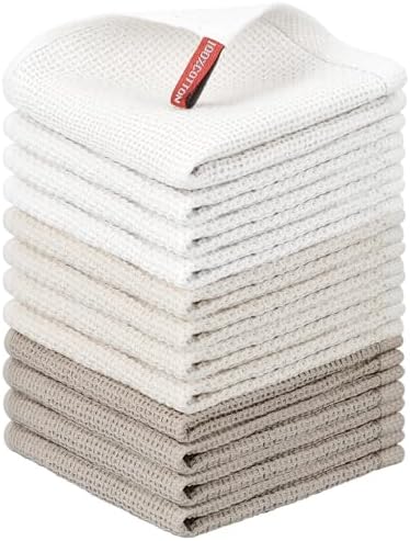 Nialnant 12 Pack Dish Cloths, 100% Cotton Dish Towels by Nialnant
