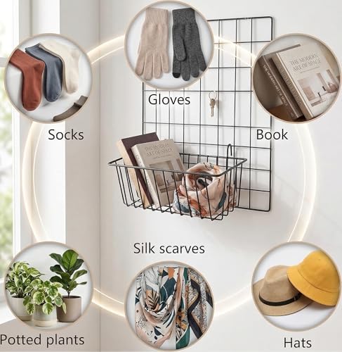 10 PCS Wire Baskets Wall Grid Panel Hanging Wire Basket Hanging Wall Baskets No - Image 7