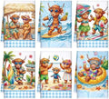 Bencailor 6 Pcs Summer Sea Highland Cow Kitchen Towels Decorative Sets Dish Tea by Bencailor