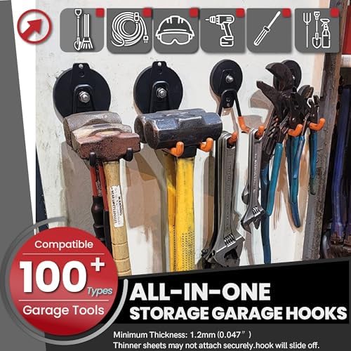 ULIBERMAGNET Heavy Duty Magnetic Garage Hooks, 12 Pack Strong Large Magnet Hooks - Image 3