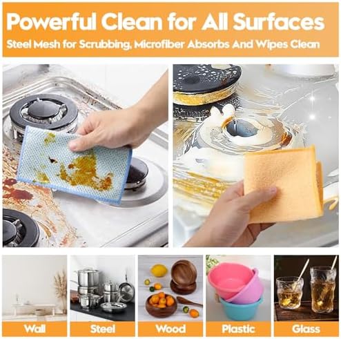 Wire Dishwashing Rags, Dual-Sided Metal Dish Cloths, 16 Pack - Image 5
