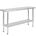 COOLCHEF Stainless Steel Work Table 18 x 60 Inch, NSF Commercial Prep Table with Undershelf, Heavy Duty Food Prep Workstation