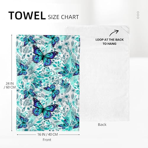 Butterfly Green Kitchen Towels Decorative Set of 2 Cute Tea Towel - Image 2