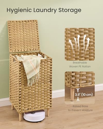SONGMICS Laundry Hamper with Lid, PE Rattan, 25 Gallons - Image 5