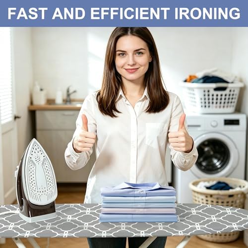 Grey Ironing Board Cover and Pad 15x54 Inch, 100% Cotton Surface Heavy Duty - Image 7