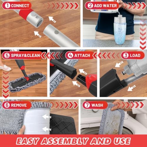 HOMTOYOU Microfiber Hardwood Floor Mop: Spray Mop - Image 6