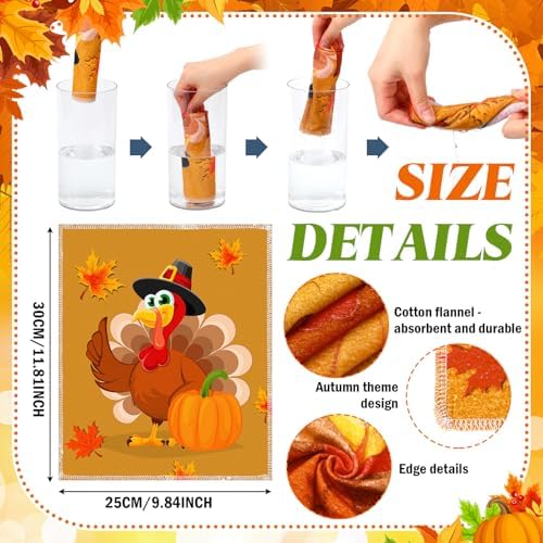 Mindsoft 36 Pcs Thanksgiving Reusable Paper Towels Rolls Washable Bulk - Image 3