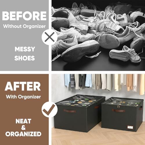 OIAHOMY 2 Pack Shoe Organizer for Closet, Large Foldable Shoe Storage Bins - Image 7