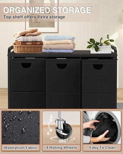 Laundry Sorter 3 Section, Laundry Basket - Image 3