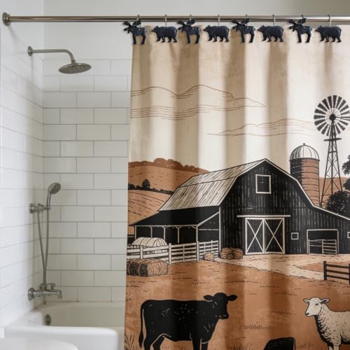 12-Piece Deer Bear Western Farmhouse Rustic Shower Curtain Hooks - Image 6