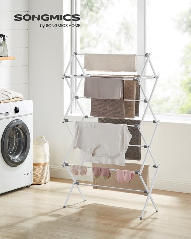 SONGMICS Foldable Clothes Drying Rack, Laundry Drying Rack, Clothes Airer - Image 2