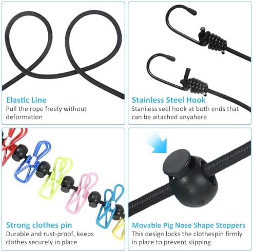 Travel Clothesline with Two Magnetic Hooks - Image 4