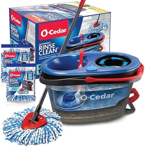O-Cedar RinseClean Spin Mop & Bucket System + 2 Extra Mop Heads| Clean by Unknown
