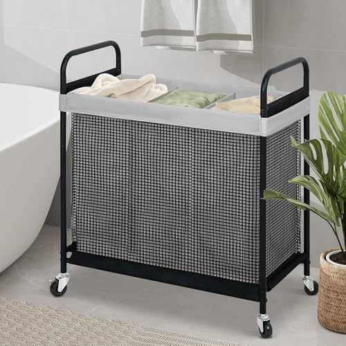 STO STO Laundry Hamper 3 Section, 120L Rolling Laundry Sorter Cart - Image 3