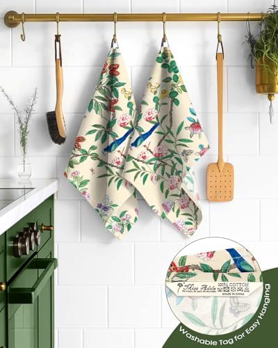 Miss Adola 150GSM Flour Sack Kitchen Towels Set of 2, Bird on Branch - Image 3